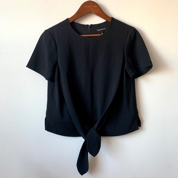 Club Monaco Black Tie-front Blouse - Picture 2 of 3